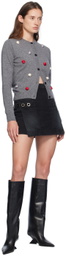 MSGM Black Used Denim Miniskirt