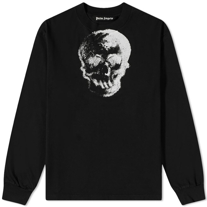 Photo: Palm Angels Men's Long Sleeve Skull Print Back Logo T-Shirt in Black/White