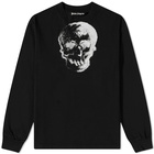 Palm Angels Men's Long Sleeve Skull Print Back Logo T-Shirt in Black/White