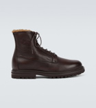 Brunello Cucinelli - Shearling-lined leather lace-up boots