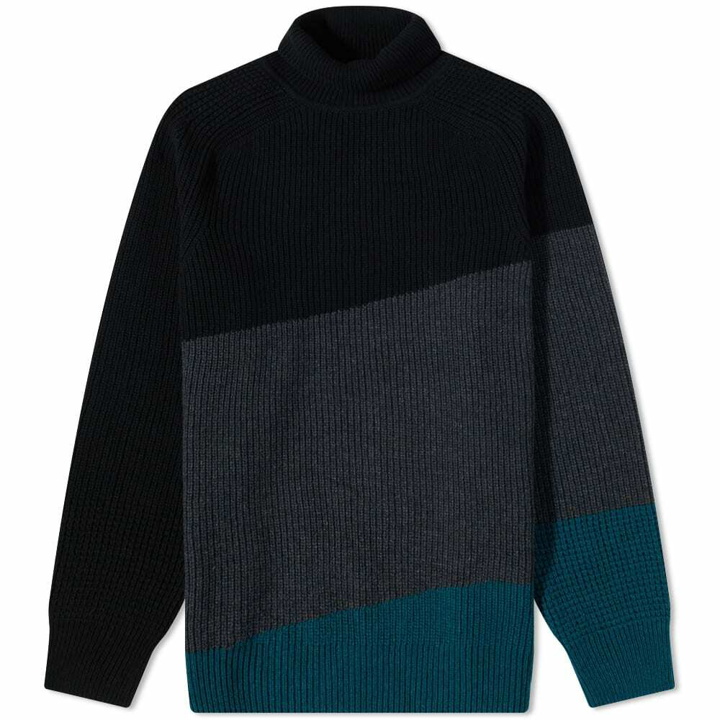 Photo: Paul Smith Men's Roll Neck Crew Knit in Green/Black