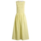 House Of Sunny Women's Striped Ruched Mesh Dress in Butter