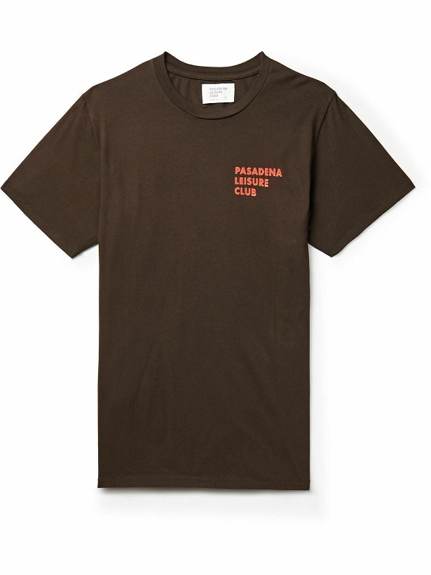 Photo: Pasadena Leisure Club - Puff Logo-Print Cotton-Blend Jersey T-Shirt - Brown