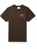 Pasadena Leisure Club - Puff Logo-Print Cotton-Blend Jersey T-Shirt - Brown
