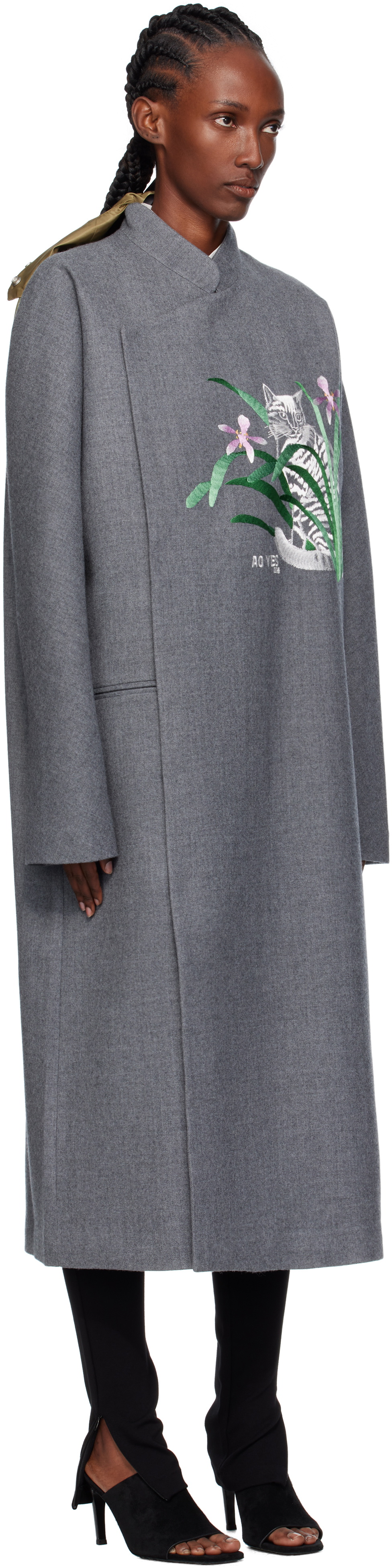 AO Yes Gray Changshan Melton Long Coat