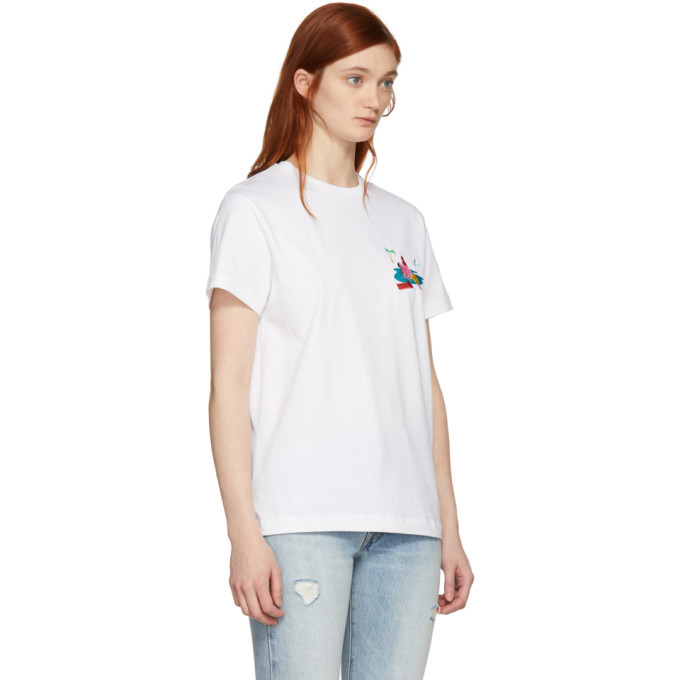 Carne Bollente White Baise Sur La Plage Embroidered T Shirt Carne Bollente 