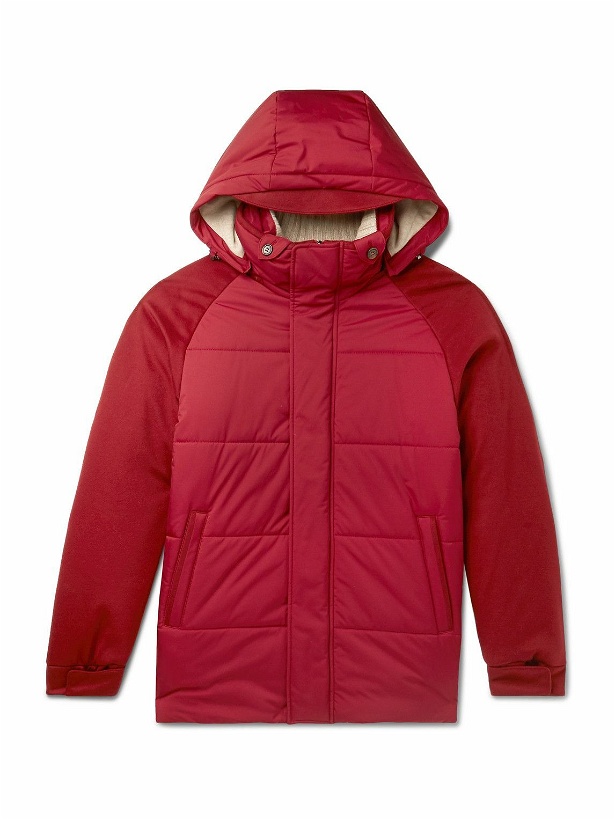 Photo: Loro Piana - Storm System Quilted Baby Cashmere and Shell Hooded Jacket - Burgundy