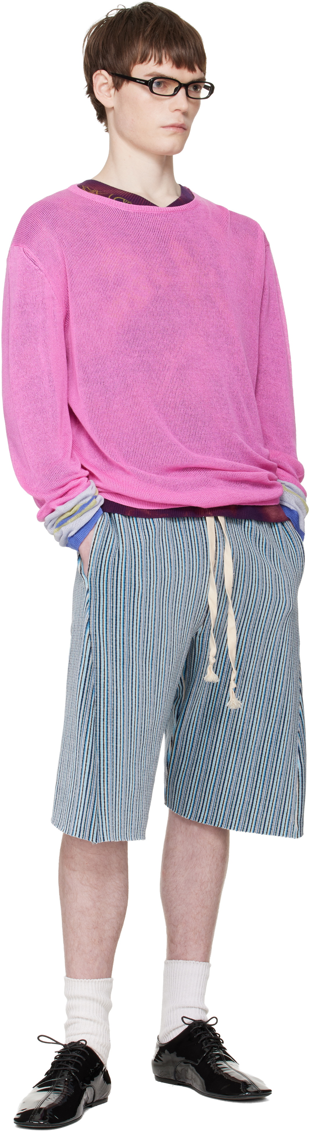 Edward Cuming Blue Twisted Track Shorts