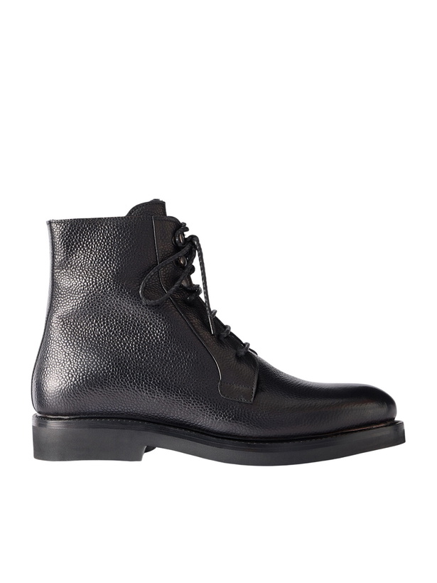Photo: Mr P. - Shearling-Lined Full-Grain Leather Lace-Up Boots - Black