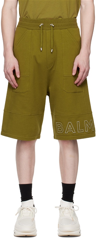 Photo: Balmain Green Reflective Bermuda Shorts