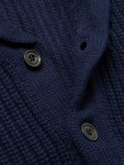 Hartford - Shawl-Collar Ribbed Wool Cardigan - Blue