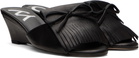 OPEN YY Black Fringe Wedge Mules