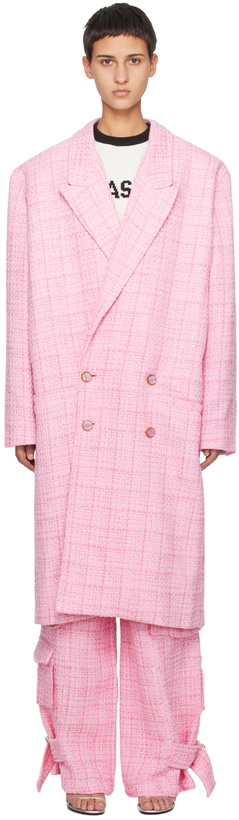 Photo: GCDS Pink Double-Breasted Coat