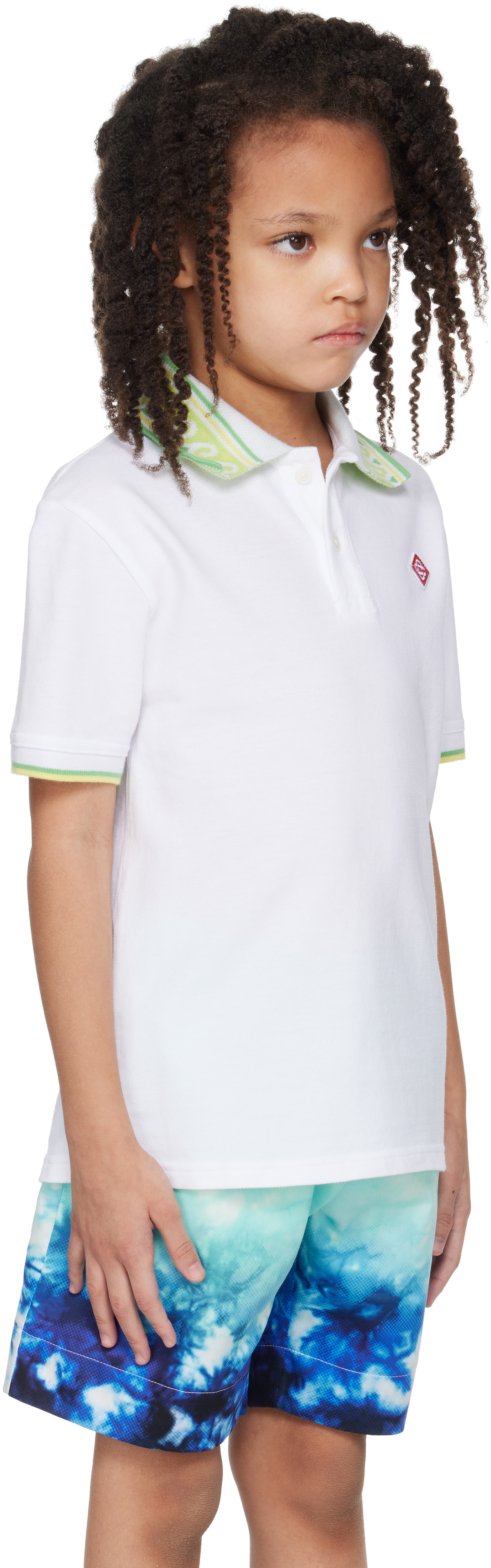 Casablanca Kids White Laurel Collar Polo