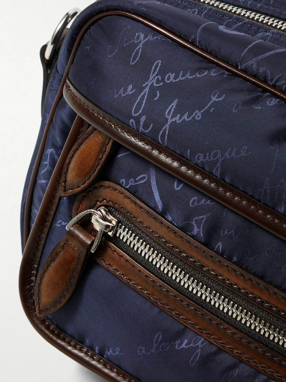 Berluti - Scritto Venezia Leather-Trimmed Nylon-Jacquard Messenger 