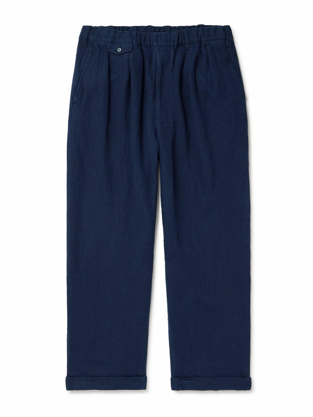 Photo: Beams Plus - Straight-Leg Pleated Linen and Cotton-Blend Trousers - Blue