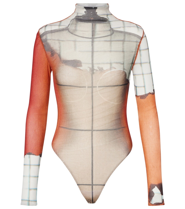 Photo: Jean Paul Gaultier Fire printed mesh bodysuit