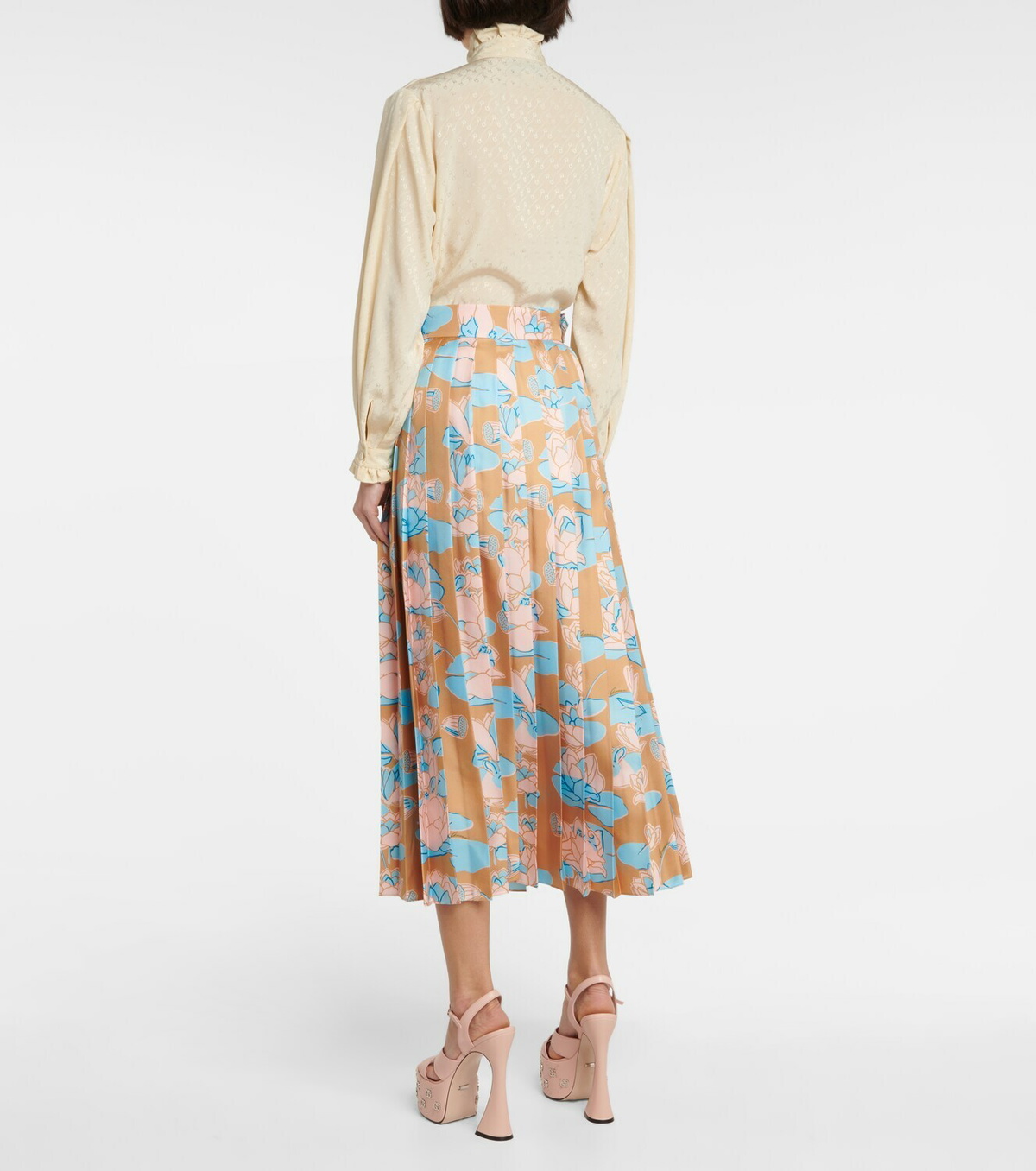 スカート Gucci Garden Print Pleated Silk Skirt Gucci Gucci Garden Print Pleated Silk Skirt - Runway Catalog
