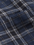 De Bonne Facture - Button-Down Collar Checked Brushed Cotton-Flannel Shirt - Blue