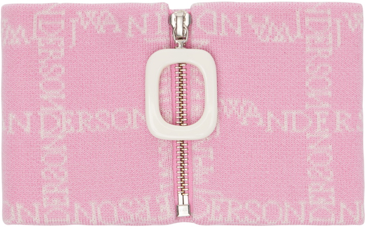 Photo: JW Anderson Pink Logo Grid Neck Warmer