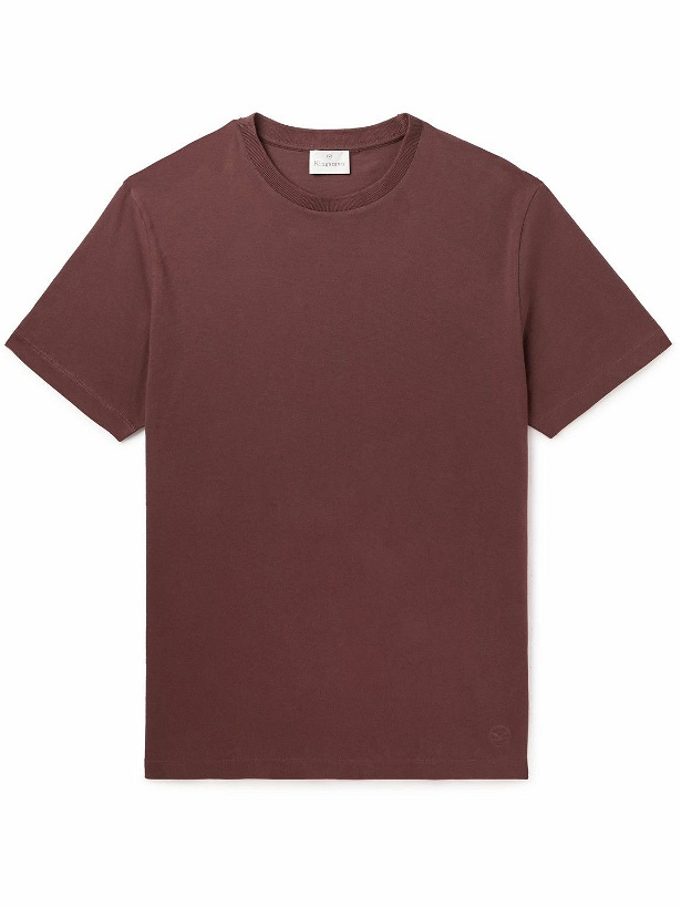 Photo: Kingsman - Logo-Embroidered Pima Cotton-Jersey T-Shirt - Burgundy