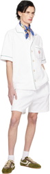 Casablanca White & Navy Small Silk Scarf