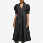 GANNI Women's Cotton Poplin V-Neck Maxi Dress in Black