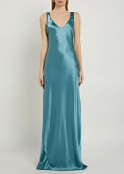 Galvan Valletta Satin Maxi Dress Blue