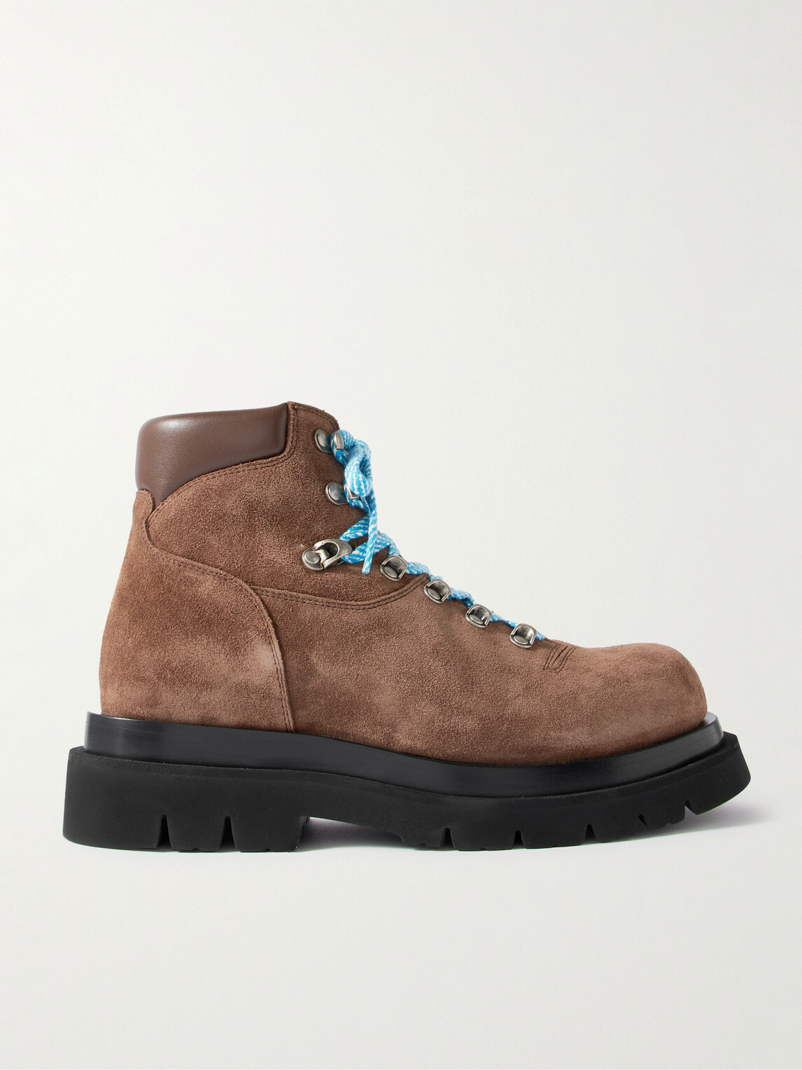 Bottega Veneta - Lug Leather-Trimmed Suede Hiking Boots - Brown