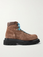 Bottega Veneta - Lug Leather-Trimmed Suede Hiking Boots - Brown