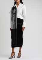 Huishan Zhang Thelma Embellished Cotton Shirt White And Black