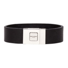 Saint Laurent Black Leather Logo Bracelet