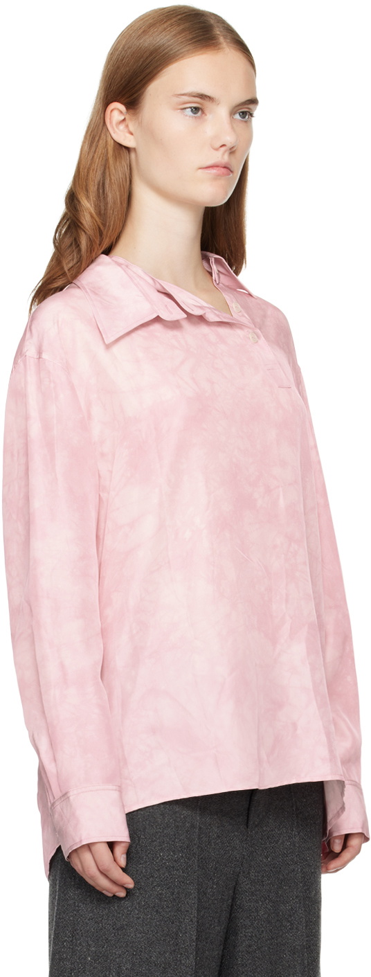 UMBER POSTPAST Pink Natural Coccus Dyed Silk Detachable Collar Shirt
