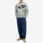 NoProblemo Men's Zip Graphic Crew Sweat in Grey Marl
