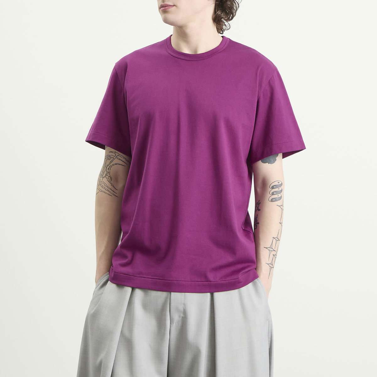 Comme des Garçons Homme Plus Men's Plain Cotton T-Shirt in Purple