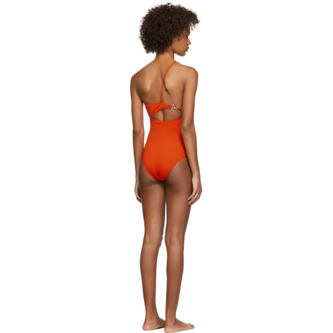 Rudi Gernreich Orange Single Strap Hardware One-Piece Swimsuit