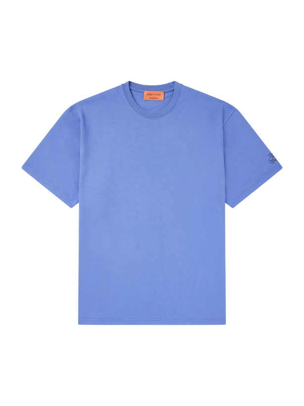 Photo: A Kind Of Guise - Basso Ciao a Tutti Logo-Print Cotton-Jersey T-Shirt - Blue