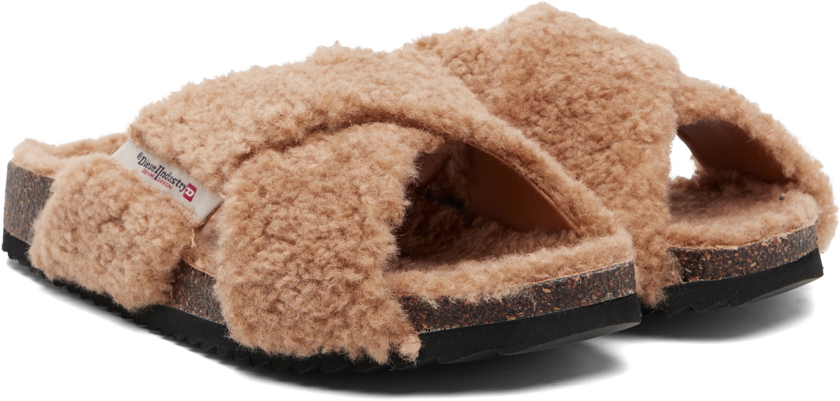 Diesel Brown D-Woodstock Cross Sandals