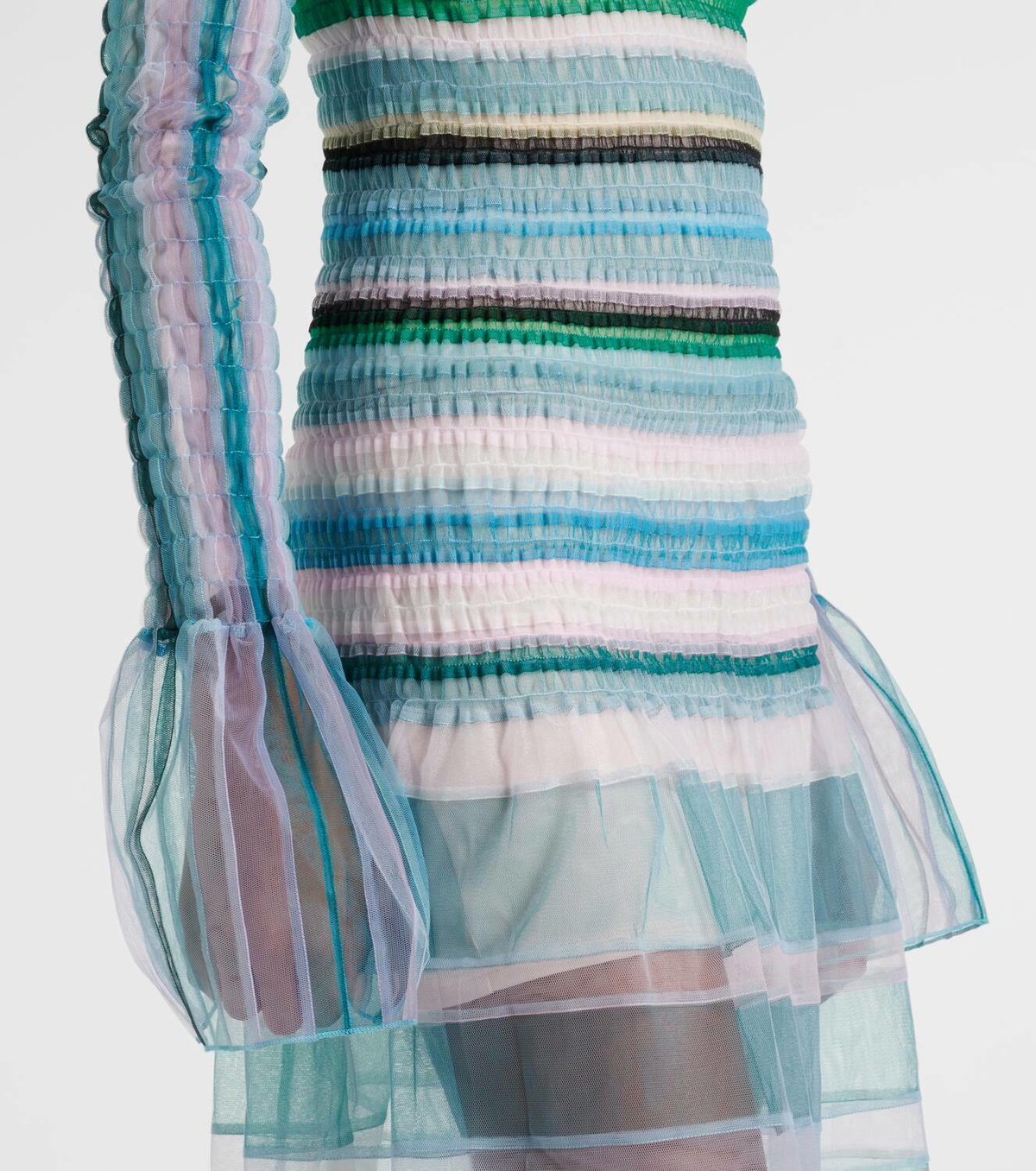 Susan Fang Striped sheer midi dress