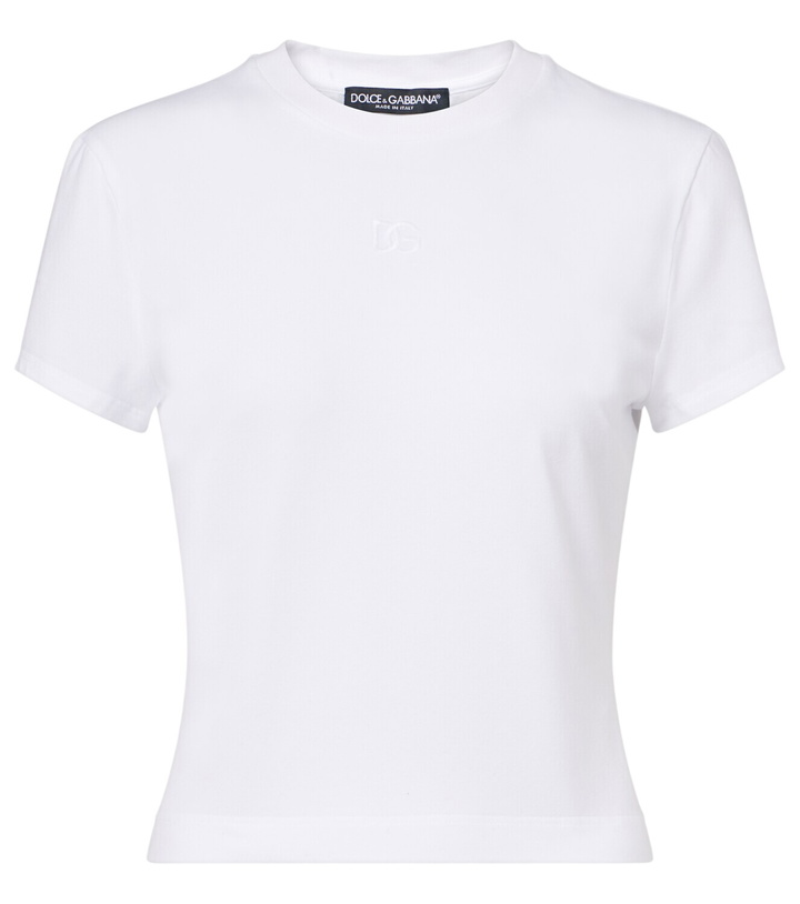 Photo: Dolce&Gabbana Embroidered cotton-blend jersey T-shirt
