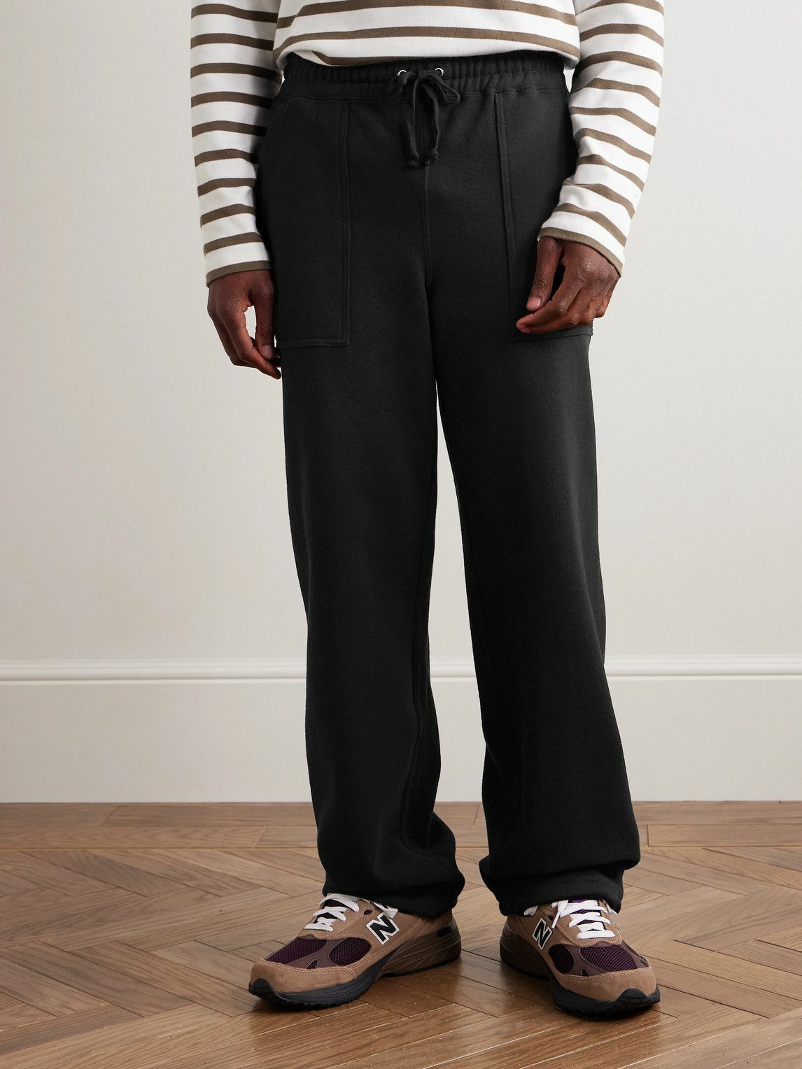 Noah - Fatigue Straight-Leg Cotton-Jersey Sweatpants - Black