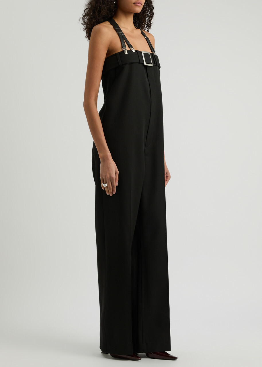 Jean Paul Gaultier Belted Straight-leg Wool Jumpsuit Black