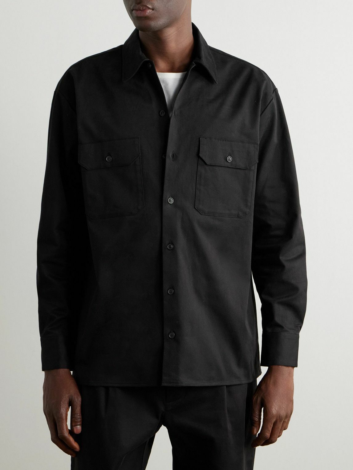 Ghiaia Cashmere - Cotton-Twill Shirt - Black