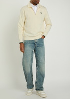 Fred Perry Half-zip Logo-embroidered Cotton Sweatshirt Ecru