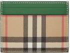 Burberry Beige & Green Vintage Check Card Holder