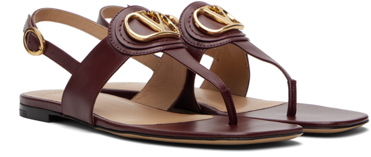 Valentino Garavani Burgundy VLogo Thong Sandals