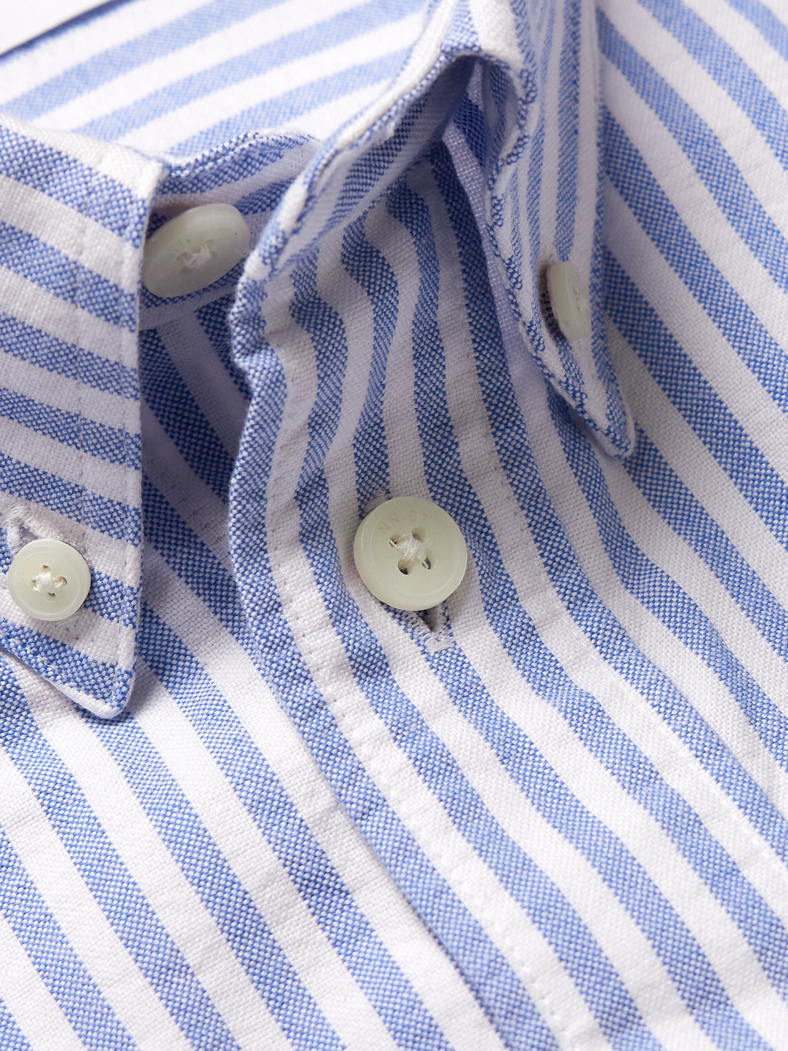 NN07 - Colby 5910 Button-Down Collar Striped Organic Cotton Oxford Shirt - Blue