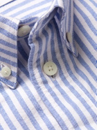 NN07 - Colby 5910 Button-Down Collar Striped Organic Cotton Oxford Shirt - Blue