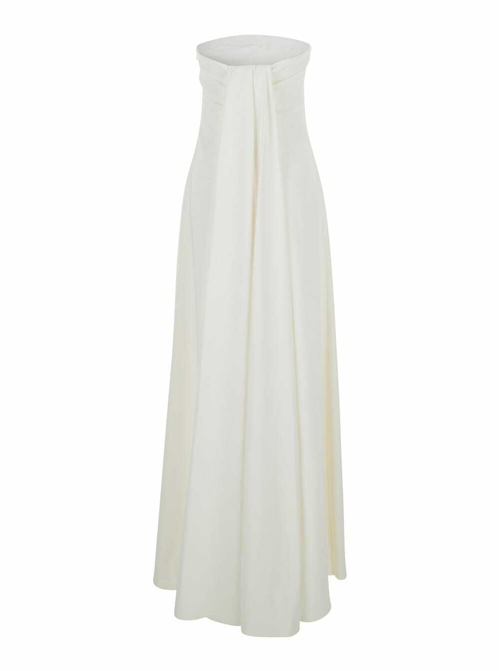 jacquemus white off shoulder dress Jacquemus le Robe Bustier White Off-shoulder Long Dress With Folded Train  On The Rear In Viscose Stretch Woman Jacquemus