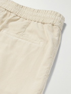 Brunello Cucinelli - Straight-Leg Pleated Cotton-Corduroy Drawstring Trousers - Neutrals